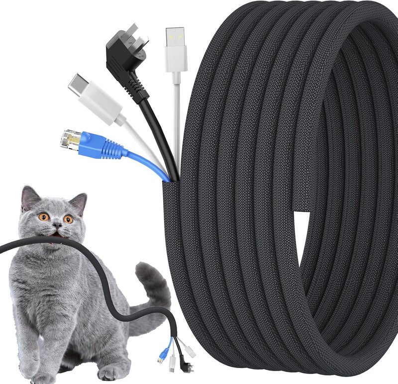 Wengus 1/2 inch Cord Protectors from Pets No Chew, 10ft Wire Protector Cord Covers for Pets, Flexible Cable Sleeve Cord Management for TV/Computer/Electric Wires/Phone Charging Cables - Image 1